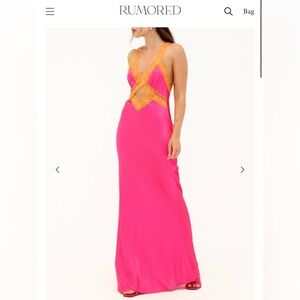 Rumored cross roads maxi dress in Fuchsia